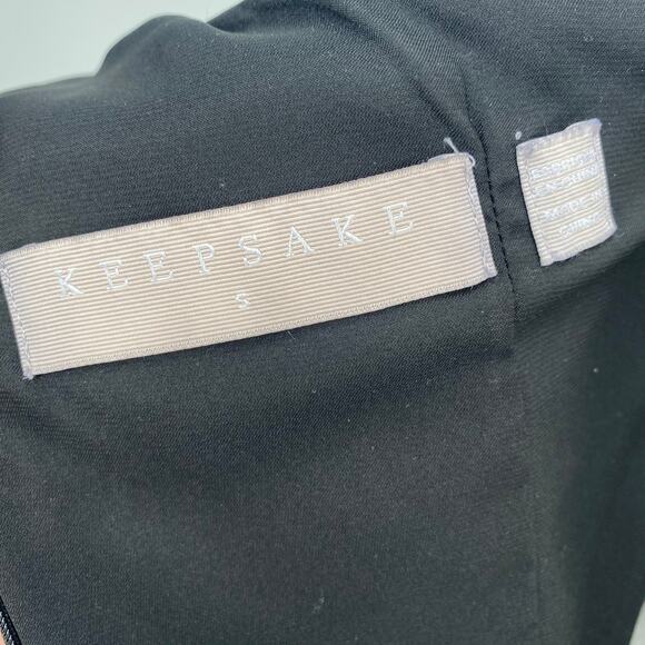 Keepsake the Label Mini Dress Beaded Trim One Shoulder Long Sleeve Black Small - Picture 8 of 10